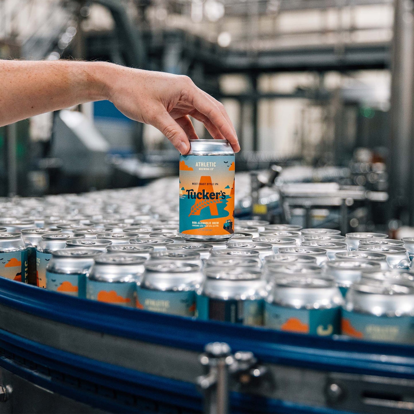 Tucker's West Coast IPA on  the canning line