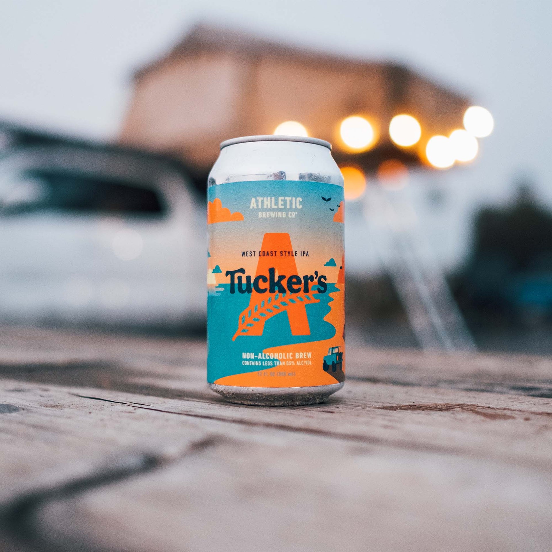 tuckers can on wood table