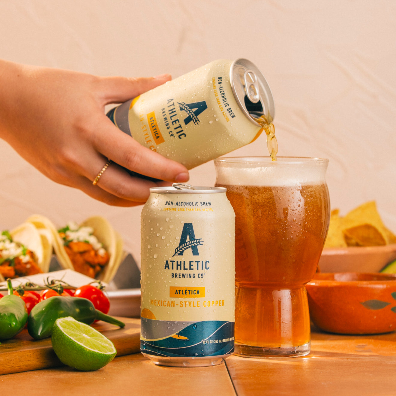 pouring atletica into glass